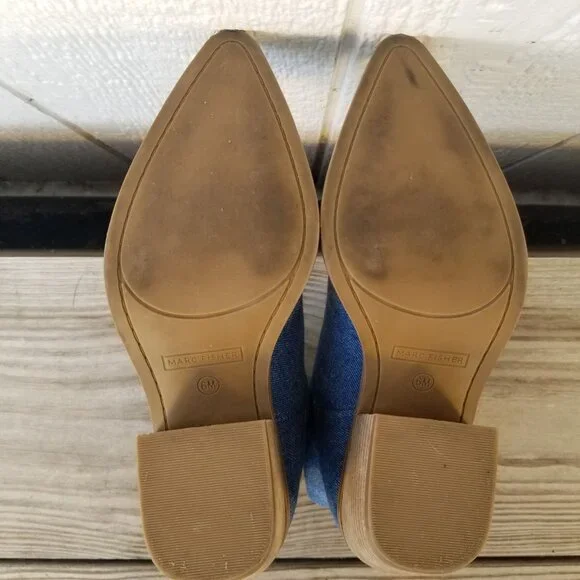 Marc Fisher Gidden Womens Blue Demin Western Bootie Boots 6 M - Picture 7 of 13